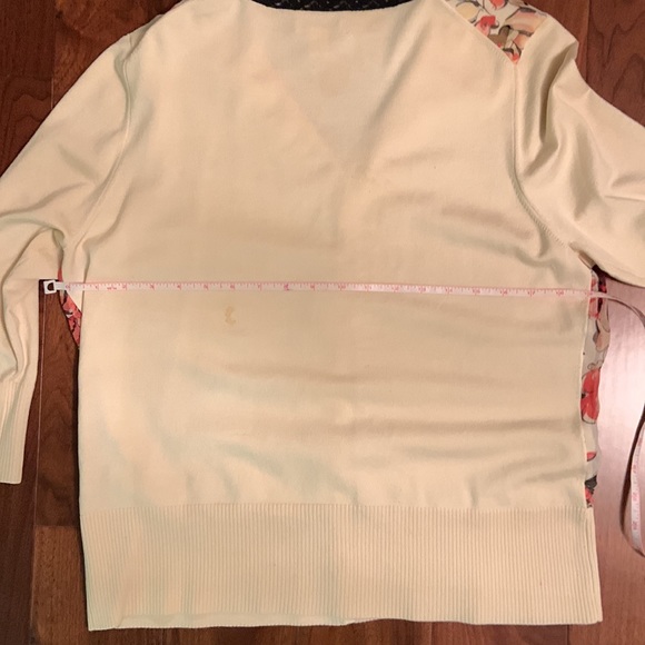 Neiman Marcus silk blend button down sweater with lace and chiffon insets - Picture 6 of 11